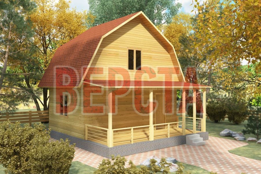 Садовый домик с террасой ДС7 (4x6 метра)